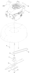 Engine And Blade Assembly Diagram and Parts List for 17734 405700000 - 999999999 Lawn Boy Lawn Mower